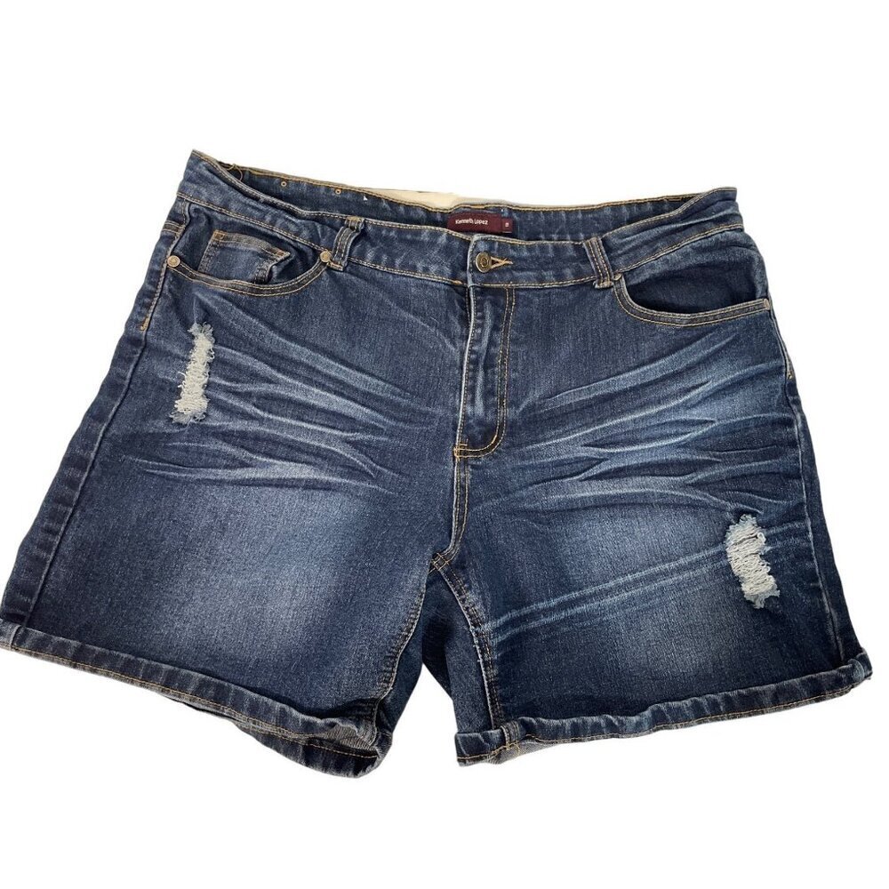 Kenneth‎ Lopez Shorts Denim Jean Distressed Bootie Size 18